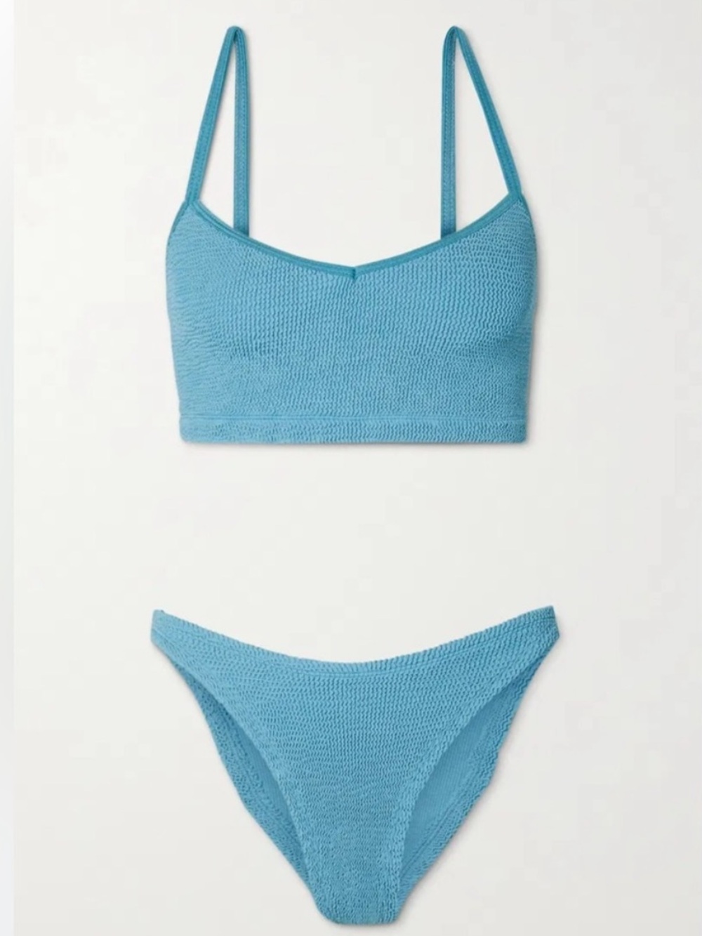 Hunza G Virginia Crinkle Light Blue Bikini Set Swimsuit Tankini OS